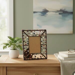 Pier One Beaded Photo‎ Frame 8x10 Y2K 2000s Beautiful Beads Boho Metal Art
